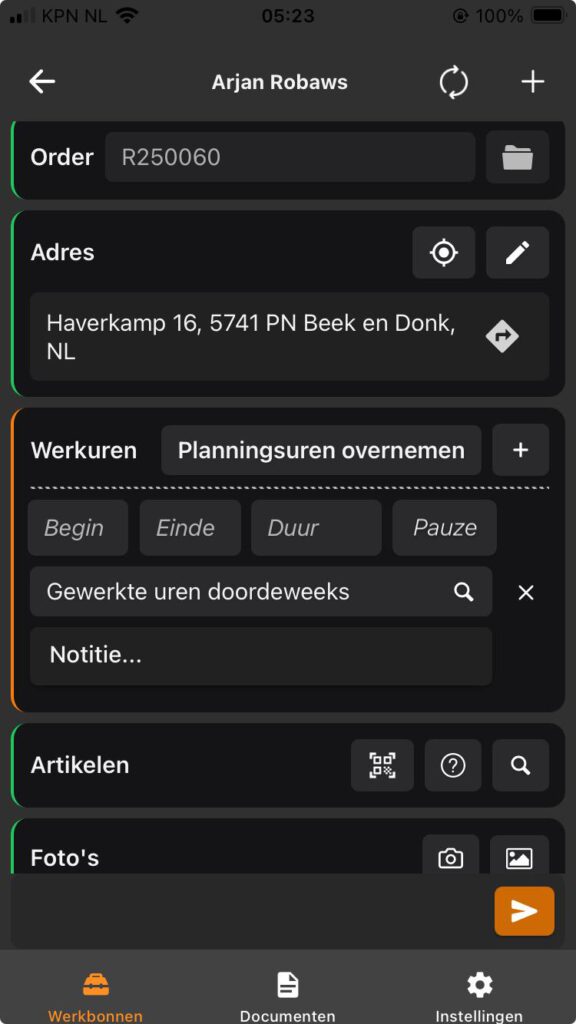 Digitale werkbon app