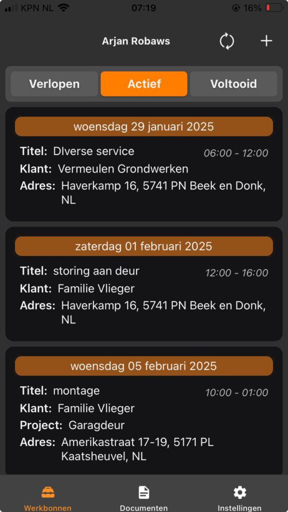 Digitale werkbon app
