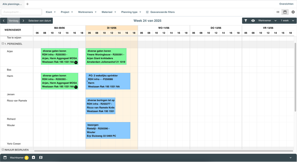 De planningsmodule in Robaws