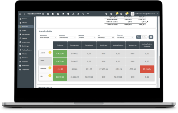 Nacalculatie voor robaws