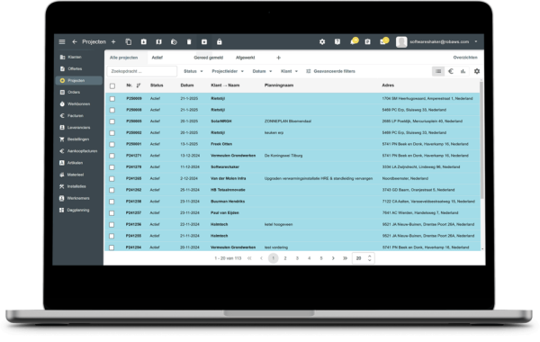 Projecten overzicht voor robaws
