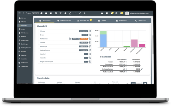 Projectenadministratie voor robaws