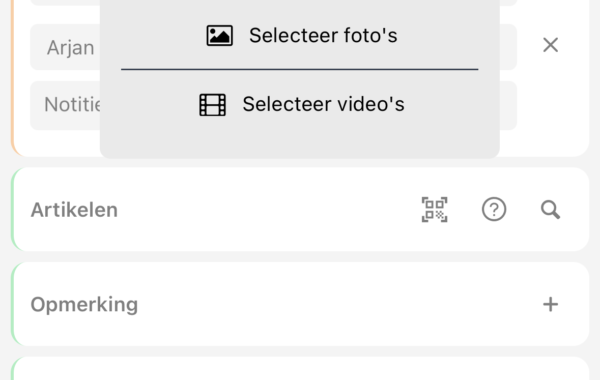 Fotos en videos werkbon app