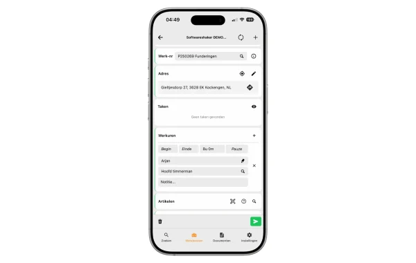 Werkbon app overzicht