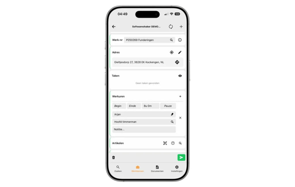 Werkbon app overzicht
