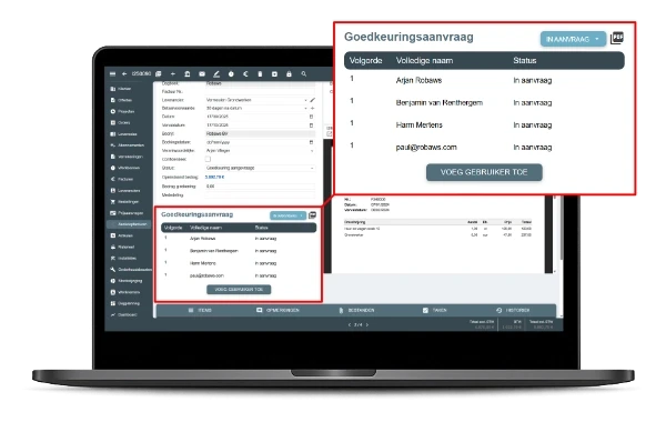 Dashboard voor goedkeuring van inkoopfacturen met goedkeuringsaanvragen
