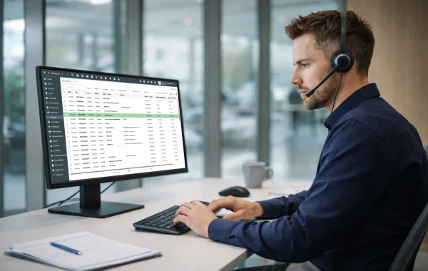 Medewerker controleert verkoopfacturen en betalingen in software