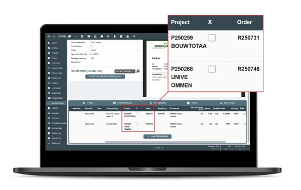 Factuurregels gekoppeld aan orders en projecten in Robaws