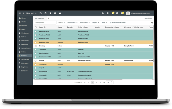 Overzicht van materiaalbeheer en voorraad in Robaws