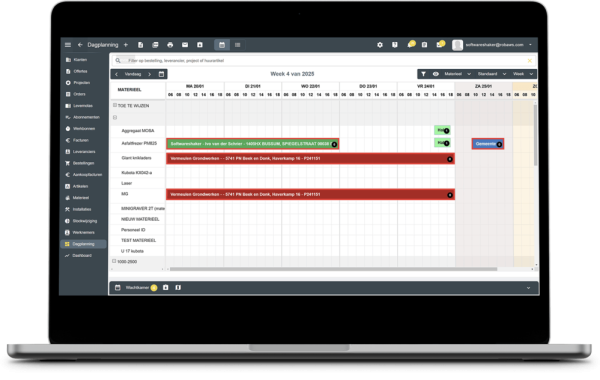 Dashboard voor materieelplanning en beschikbaarheid in Robaws