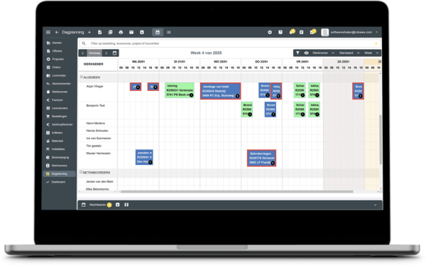 Dashboard voor personeelsplanning van buitendienst in Robaws