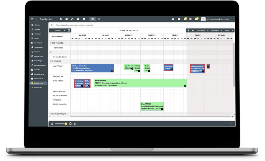 Robaws planningsprogramma voor projecten en personeel
