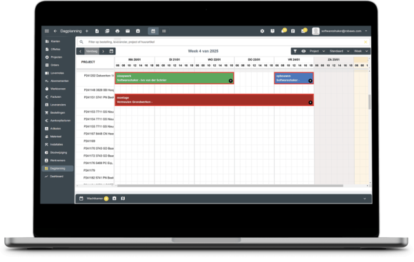 Dashboard voor projectplanning met bouwfases in Robaws