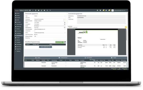 Dashboard voor goedkeuringsflow van inkoopfacturen