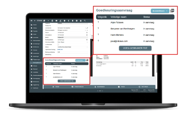 Dashboard voor goedkeuringsflow van inkoopfacturen