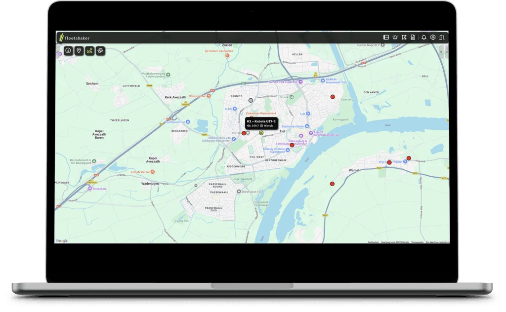 Materieel lokaliseren via tracking software