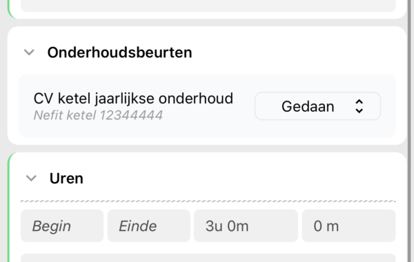 Onderhoudsbeurt werkbon