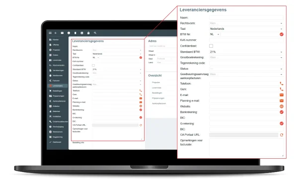 Bestellen per leverancier overzicht in dashboard