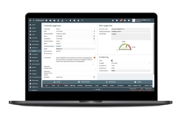 G-rekening registratie op verkoopfacturen