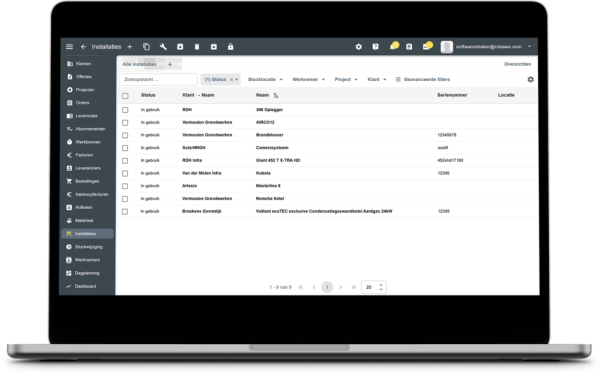 Overzicht van service en onderhoudswerk in Robaws