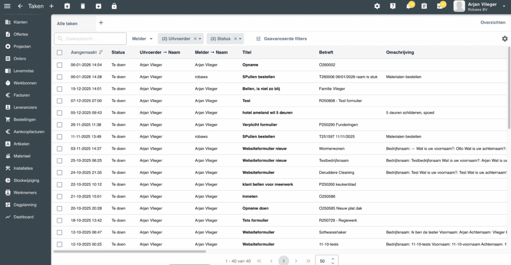 Takenbeheer software Robaws
