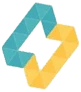 Logo van Installpros met een blauwgele geometrische vorm