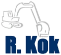 Logo van R. Kok met een graafmachine