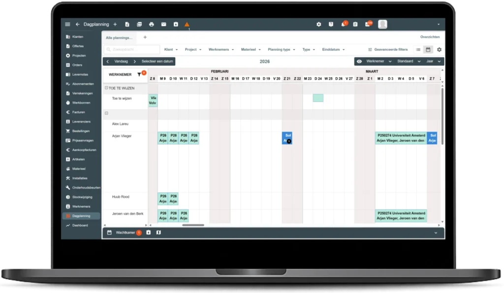 Overzicht van dagelijkse planning en werkzaamheden