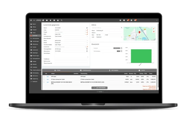 Leveringsbon met registratie van geleverde materialen.