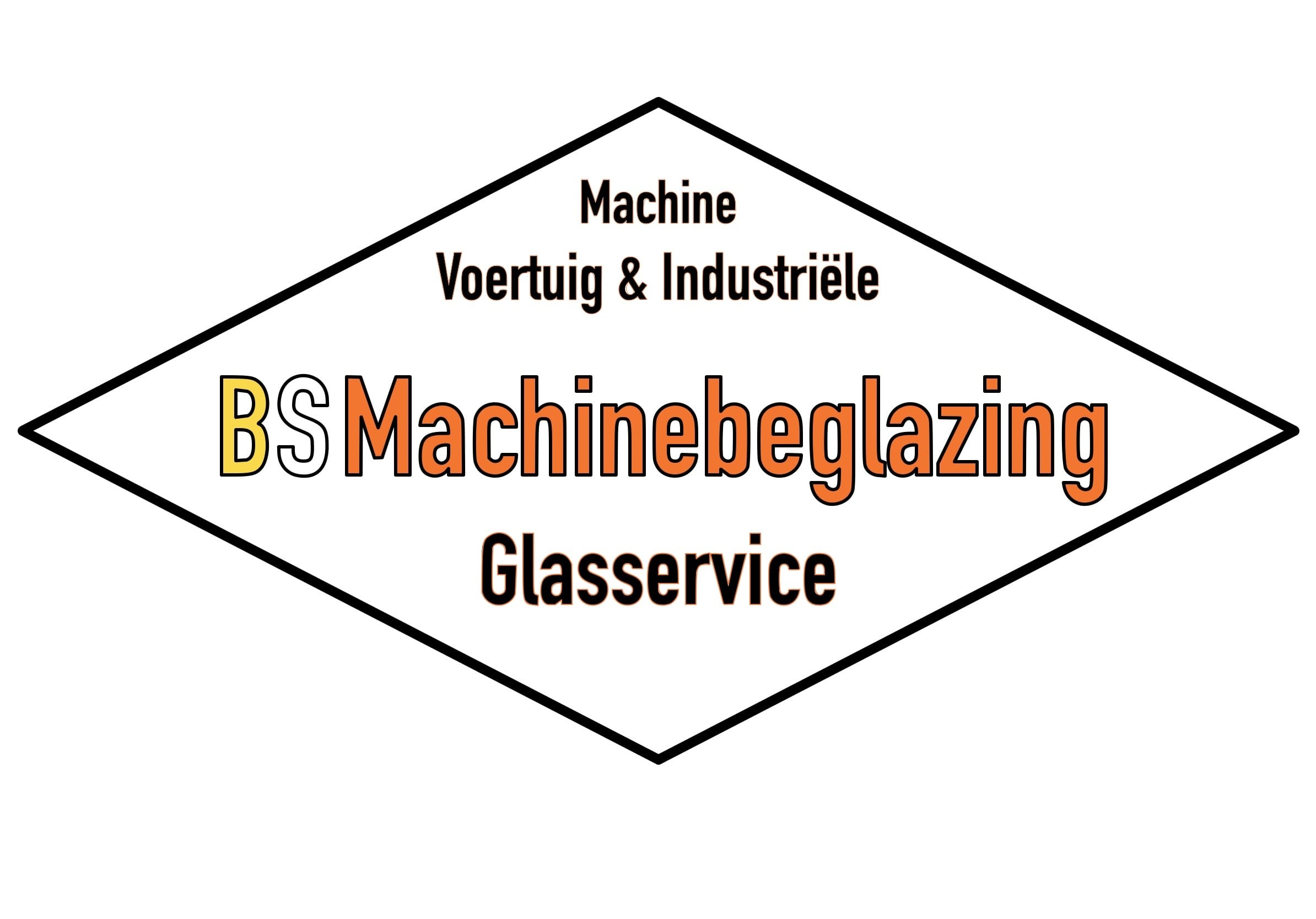 BS Machinebeglazing logo in diamantvorm met tekst Glasservice