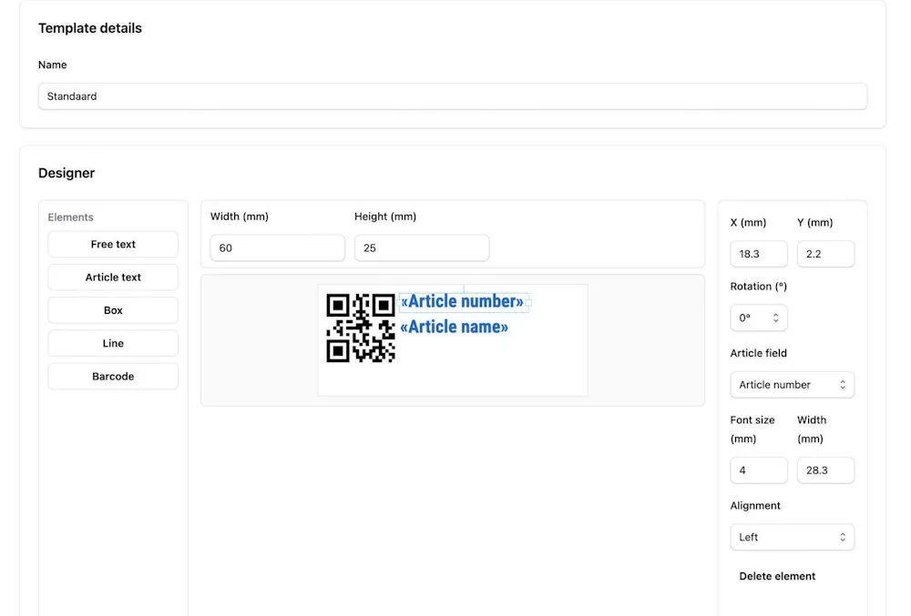 Labelprinter op connectplatform