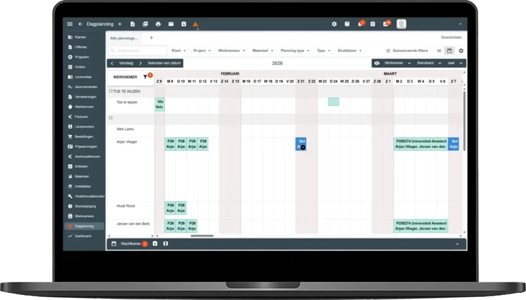 Overzicht van dagelijkse planning en werkzaamheden